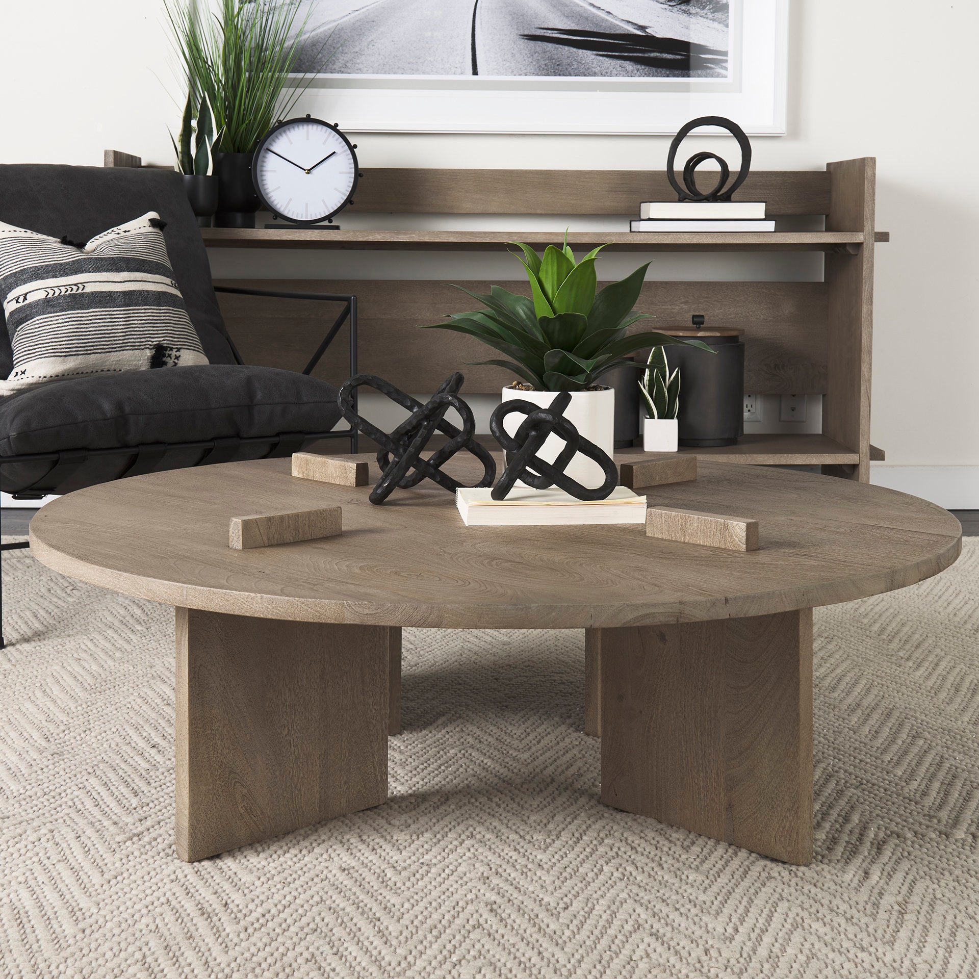 Aida Light Brown Round Coffee Table | Calgary Furniture Store