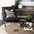 Leonidas Black Metal Frame Accent Chair - Black Faux Leather Seat | Calgary's Furniture Store | Calgary Accent Chairs