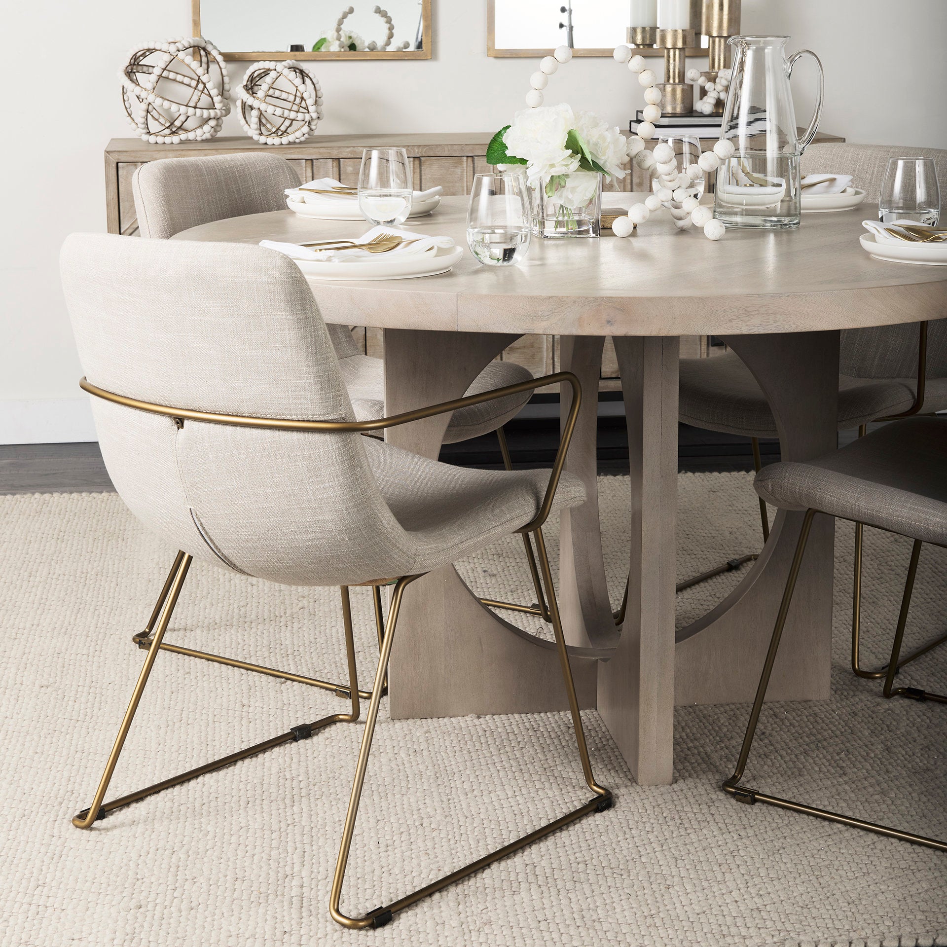 Sawyer Beige Fabric Dining Chair | Calgary Furniture Store