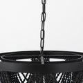 Pendra Black Metal Wooden Bead Three Bulb Chandelier | Calgary Furniture Store