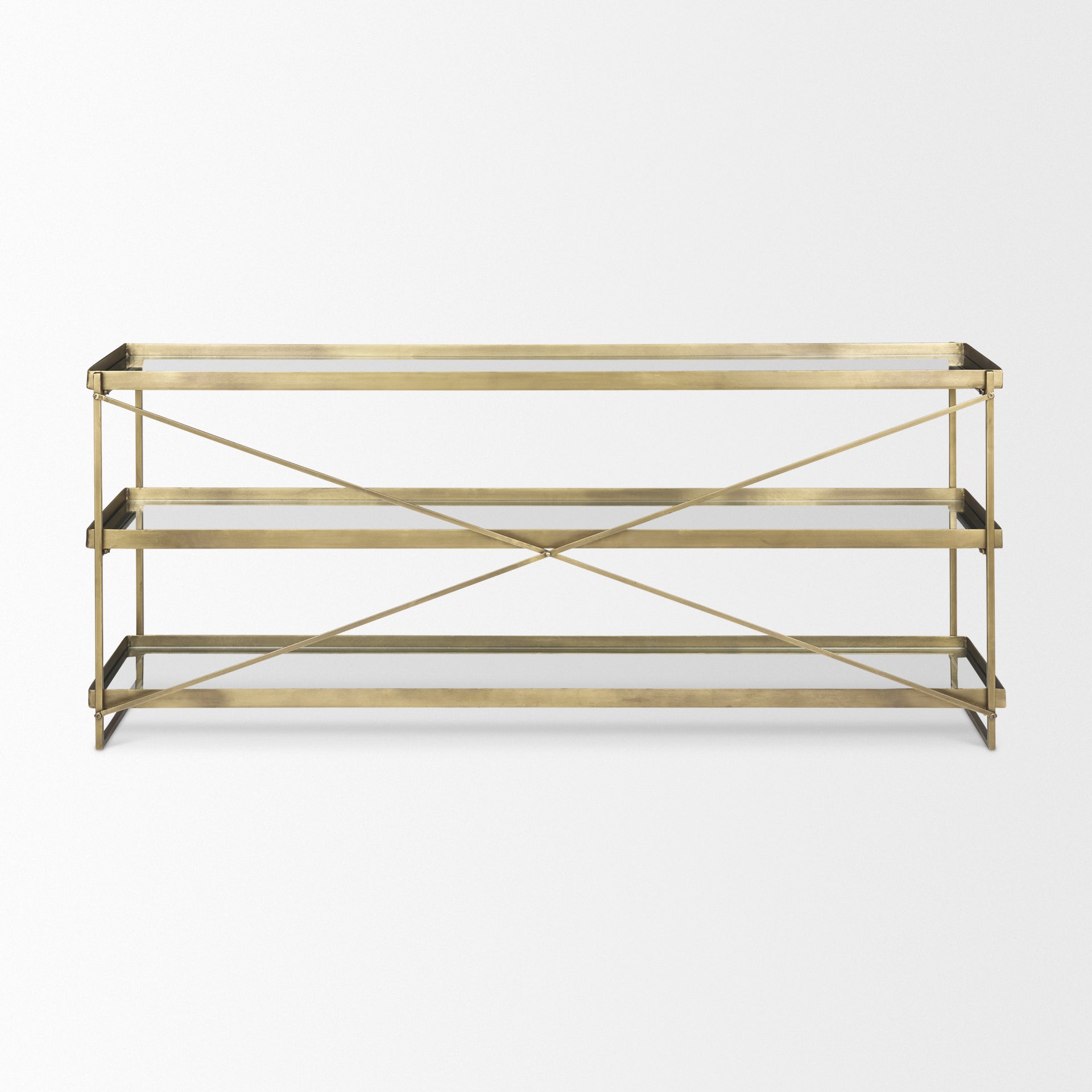 Trey Console Table- Gold Metal Glass | Calgary Furniture Store