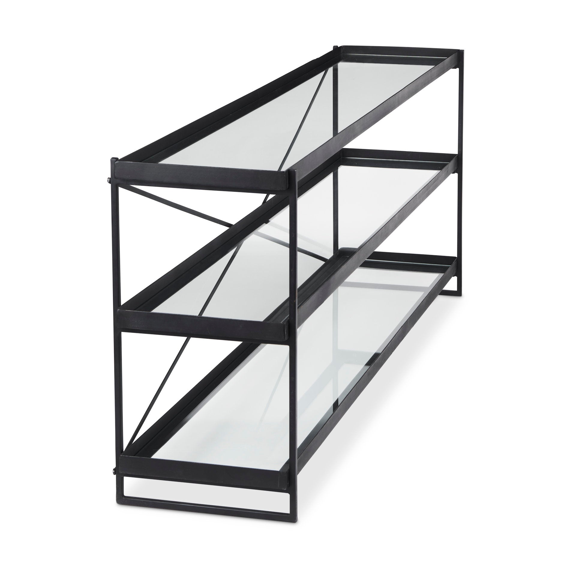 Trey Console Table- Black Metal Glass | Calgary Furniture Store