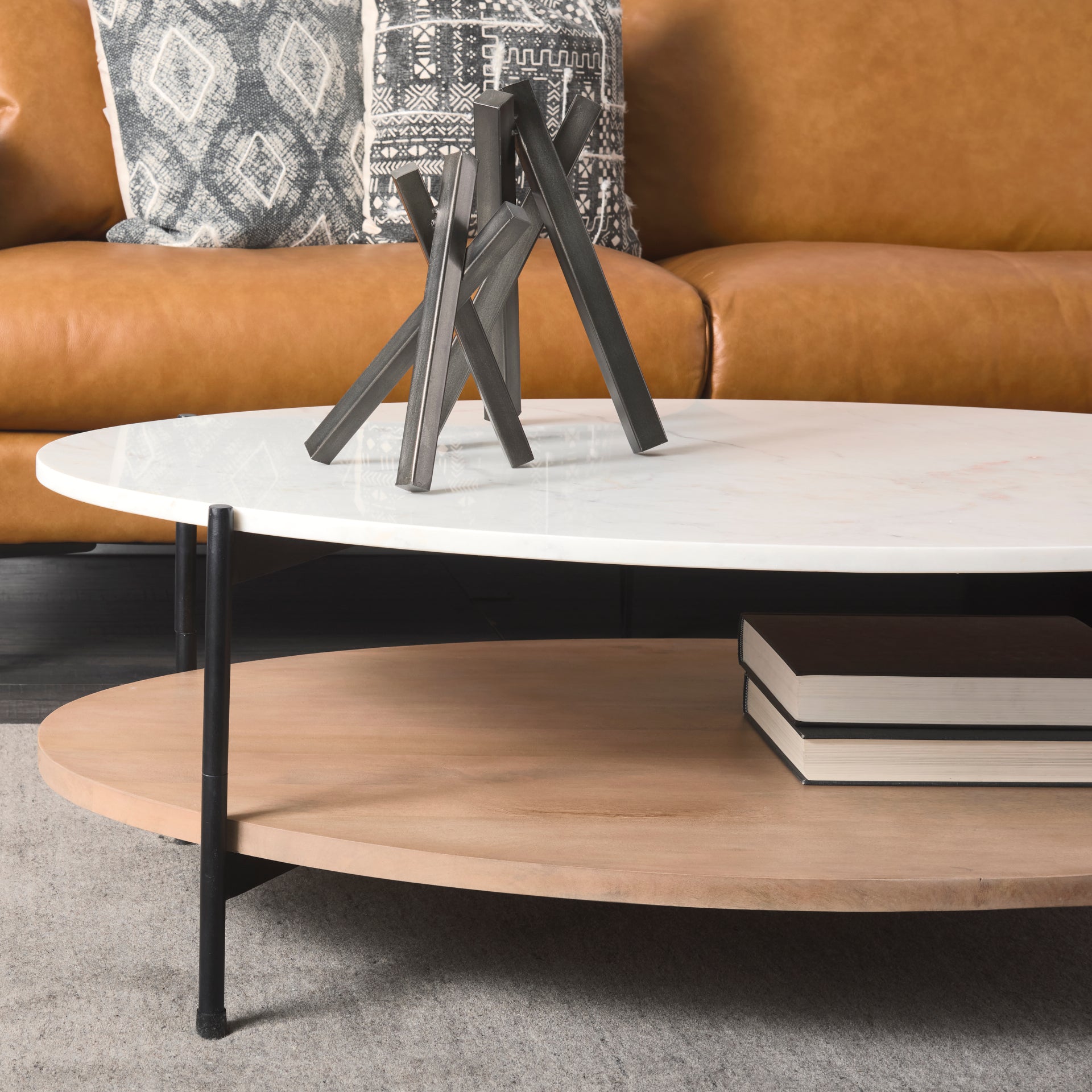 Larkin 48" Oval White Coffee Table | Calgary Furniture Store