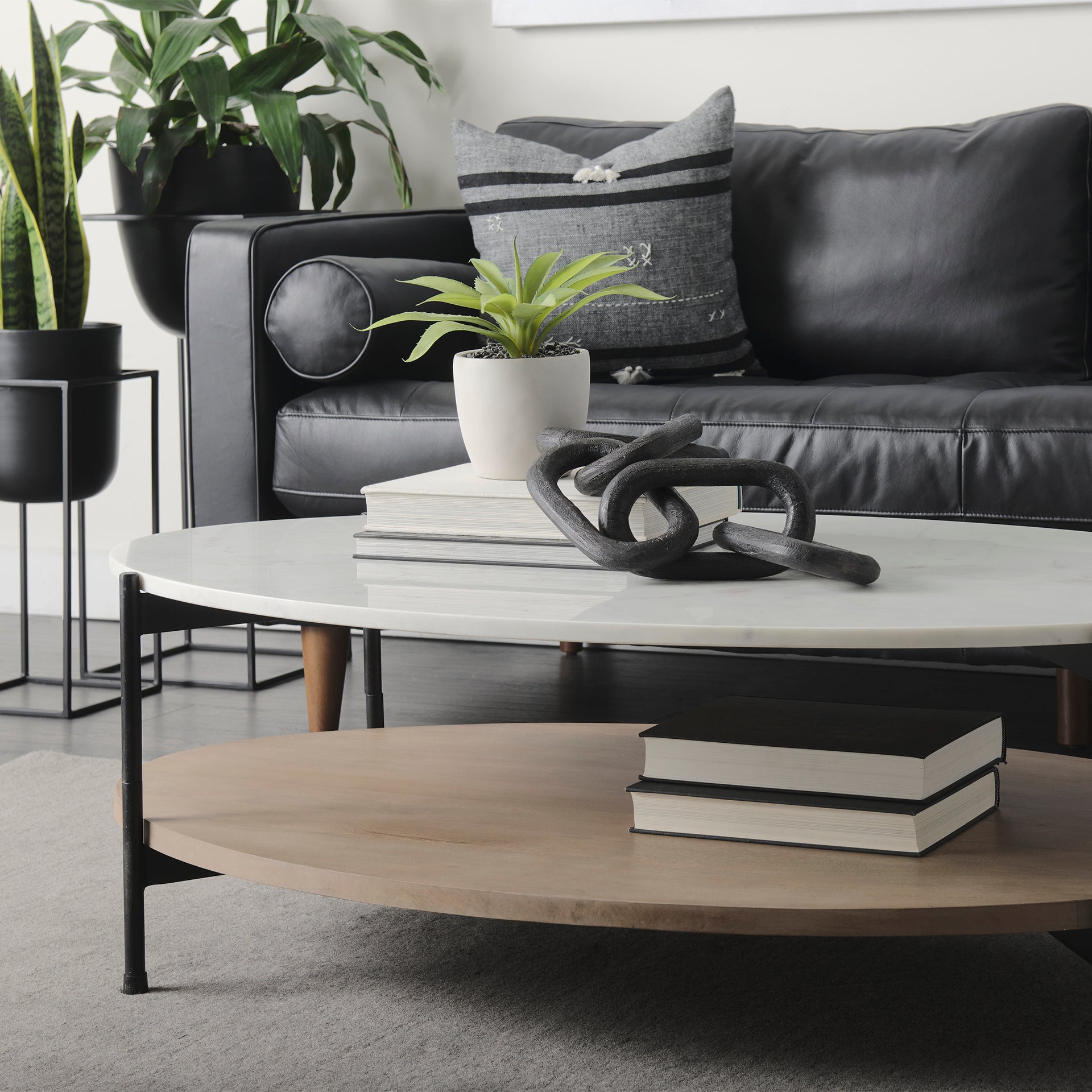 Larkin 48" Oval White Coffee Table | Calgary Furniture Store