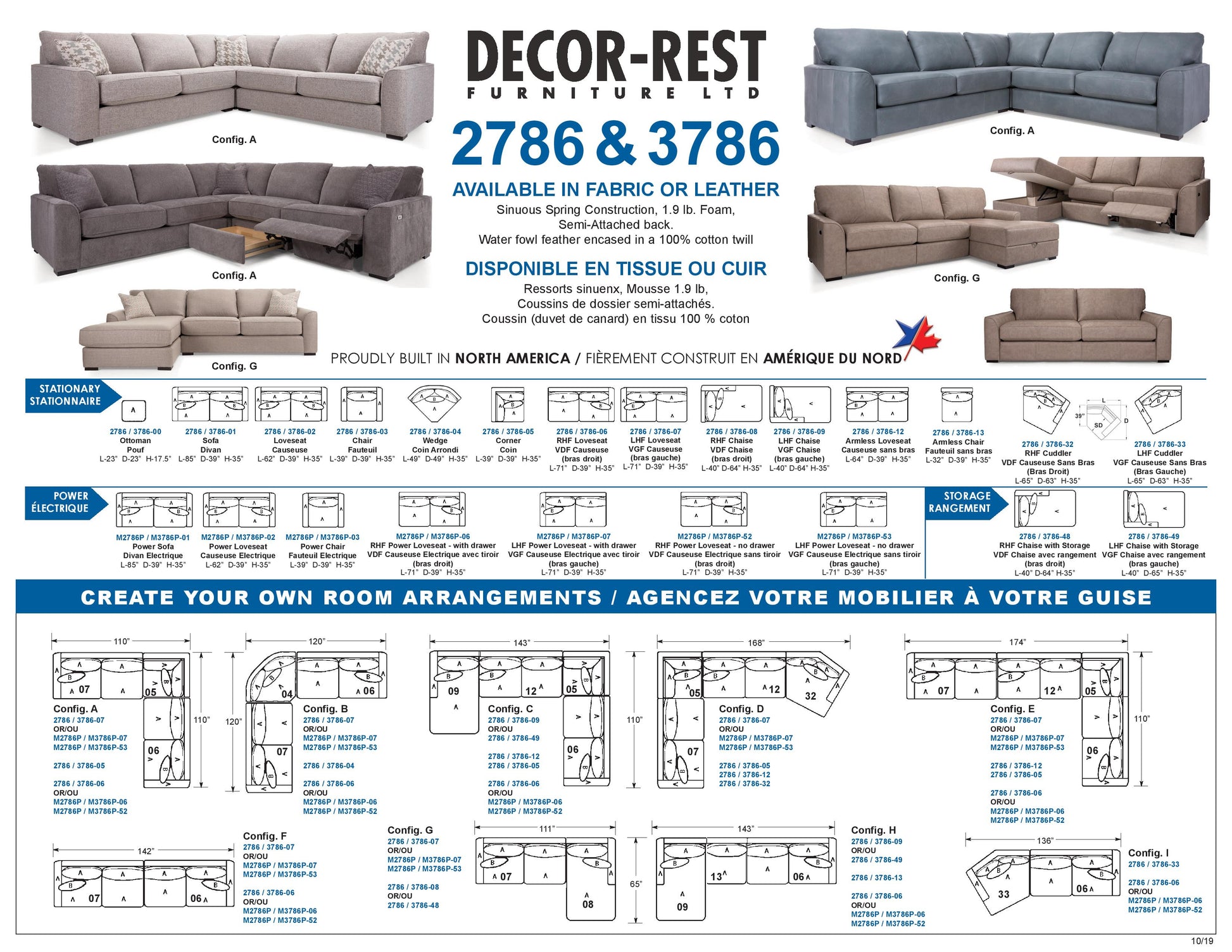 3786 Decor Rest Power Recliner Custom Leather Sectional, Made in Canada 🇨🇦 | Calgary's Furniture Store | Calgary Sectionals