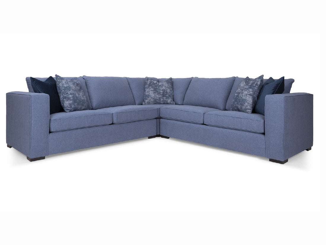 Gray fabric sectional in a bright modern living room.