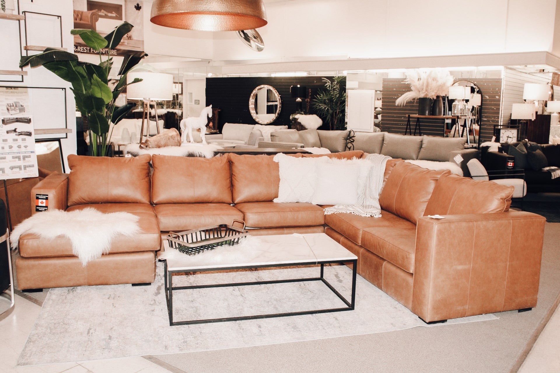 🇨🇦 3900 Custom Leather Sectional | Calgary Furniture Store