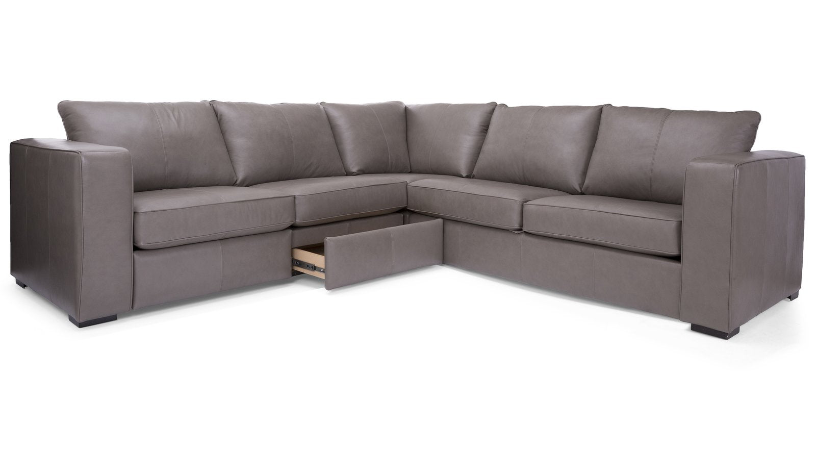 3900D Brown Leather Sectional Recliner by Decor Rest, Made in Canada 🇨🇦 | Calgary Furniture Store