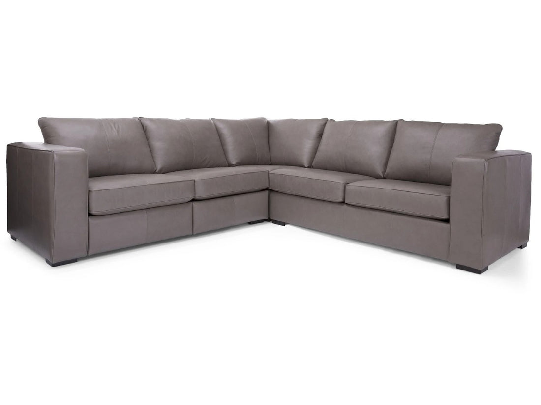 3900D Brown Leather Sectional Recliner by Decor Rest, Made in Canada 🇨🇦 | Calgary Furniture Store