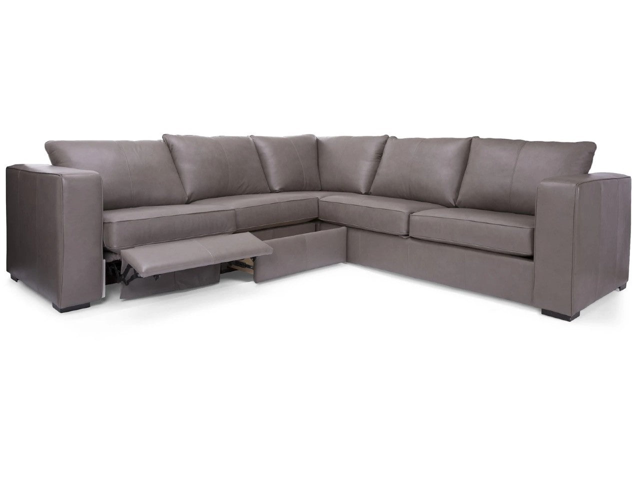 3900D Brown Leather Sectional Recliner by Decor Rest, Made in Canada 🇨🇦 | Calgary Furniture Store