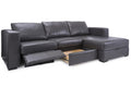 3900 Black Leather Sofa Chaise Recliner by Decor Rest, Made in Canada 🇨🇦 | Calgary's Furniture Store | Calgary Sectionals