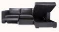 3900 Black Leather Sofa Chaise Recliner by Decor Rest, Made in Canada 🇨🇦 | Calgary's Furniture Store | Calgary Sectionals
