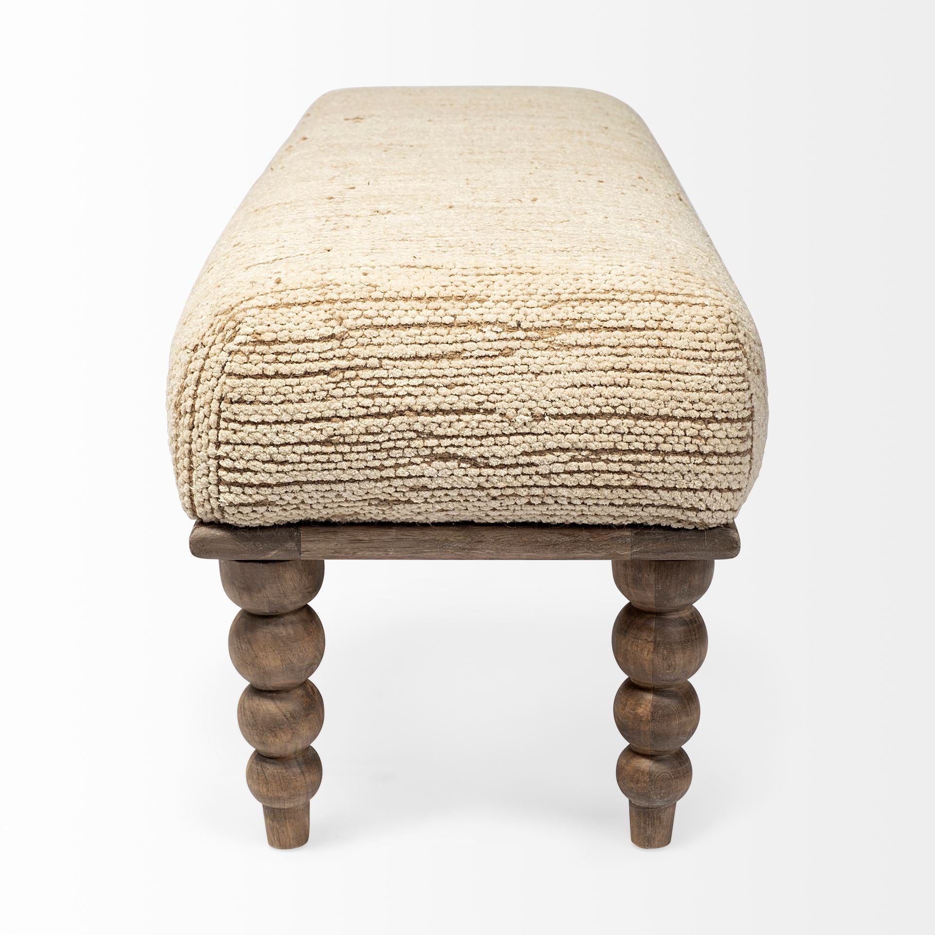 Alder II Accent Bench - Cream Upholstered Seat Wooden Base | Calgary Furniture Store