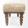 Alder II Accent Bench - Cream Upholstered Seat Wooden Base | Calgary Furniture Store
