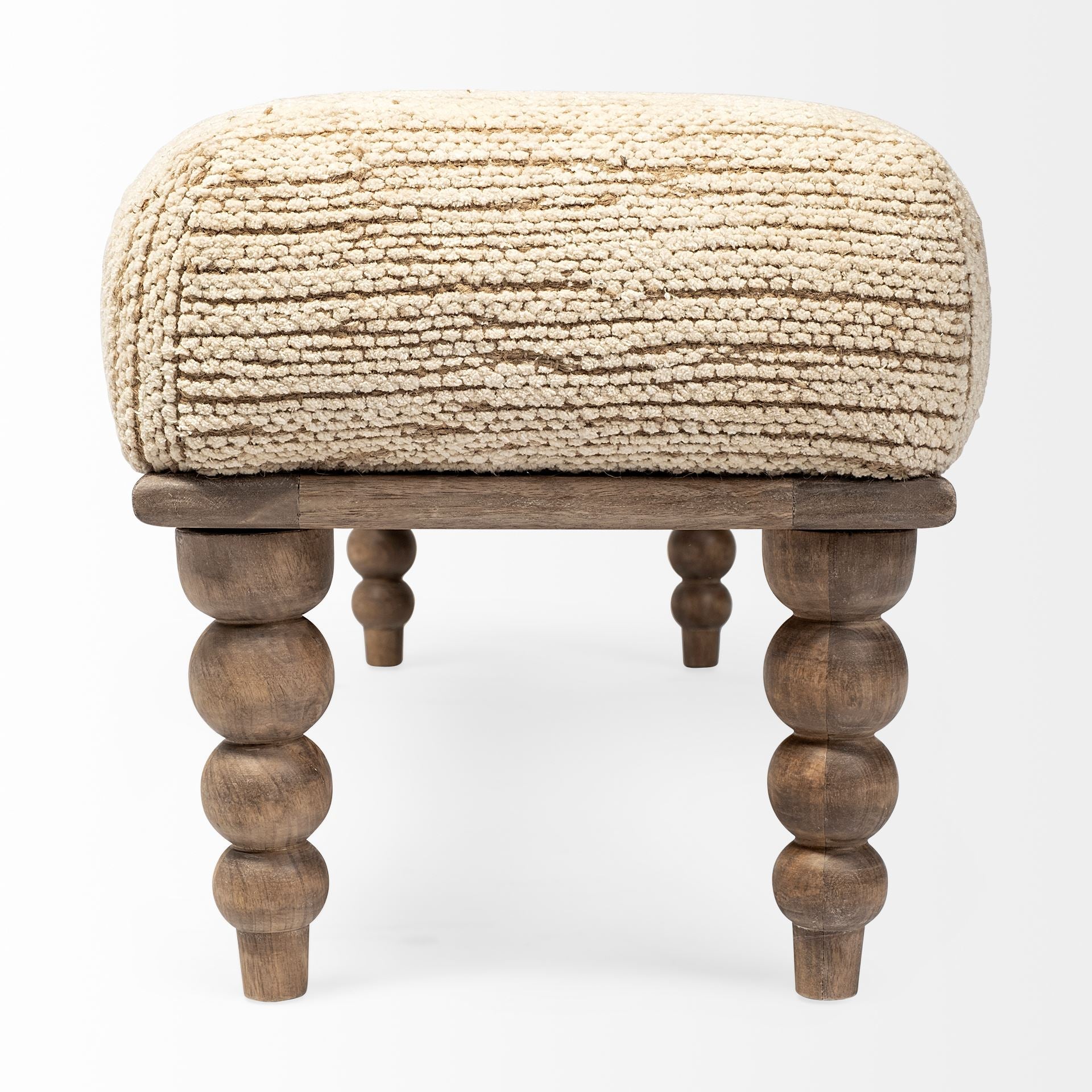 Alder II Accent Bench - Cream Upholstered Seat Wooden Base | Calgary Furniture Store