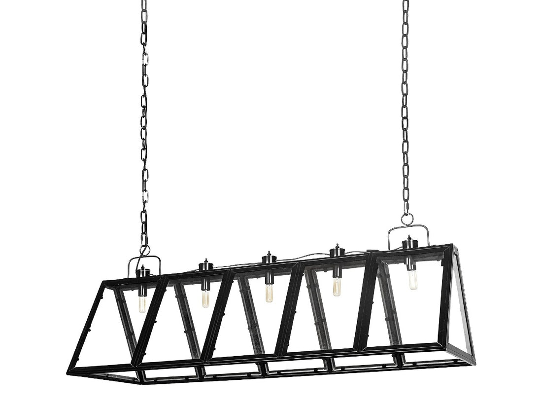 Antigon II Five Bulb Chandelier - Black Metal and Glass | Calgary Furniture Store