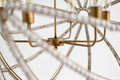 Ava White Gold Metal and White Wood Beaded Six Bulb Chandelier | Calgary Furniture Store