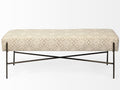 Avery II Metal Base Accent Bench - Off White Upholstered Seat | Calgary Furniture Store