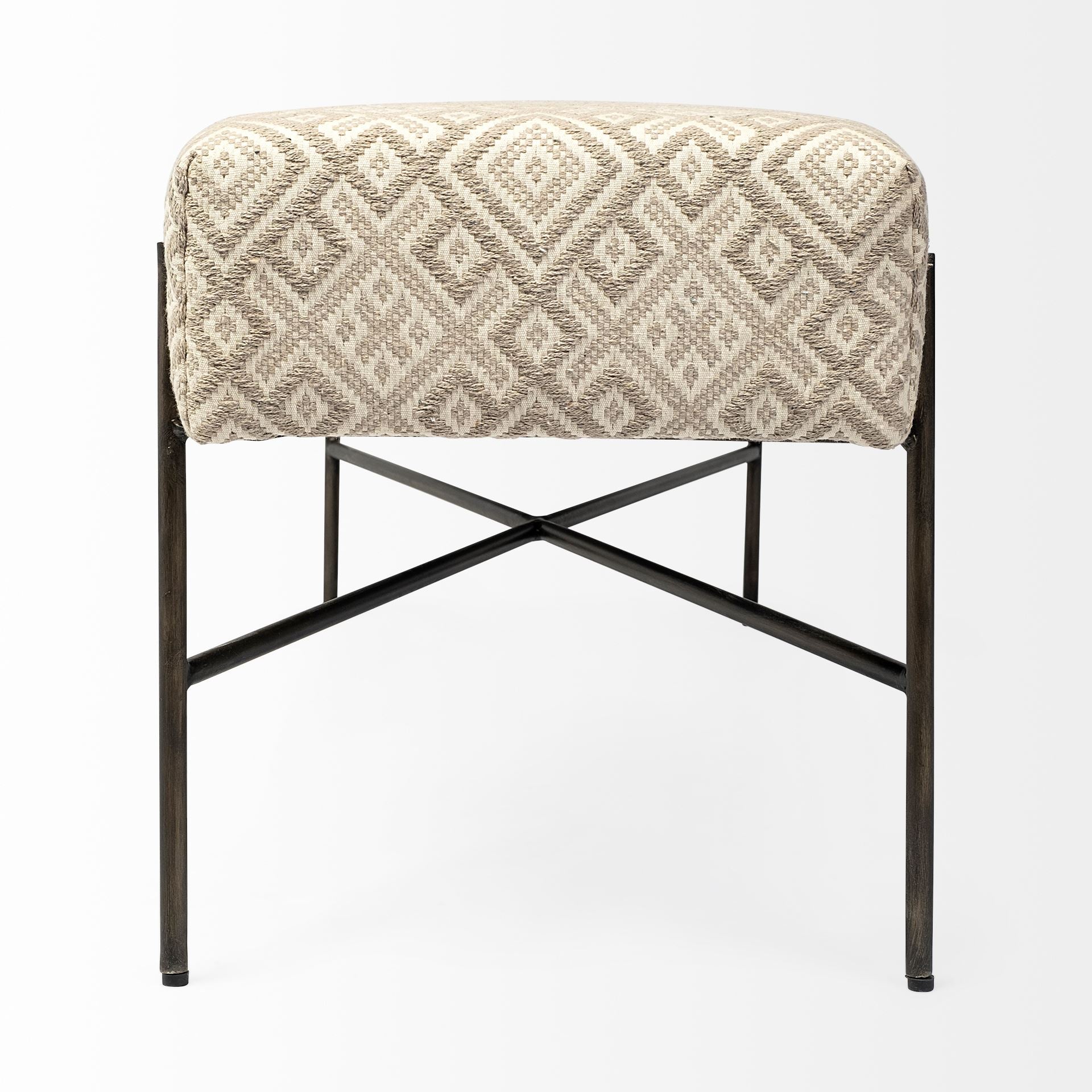Avery II Metal Base Accent Bench - Off White Upholstered Seat | Calgary Furniture Store