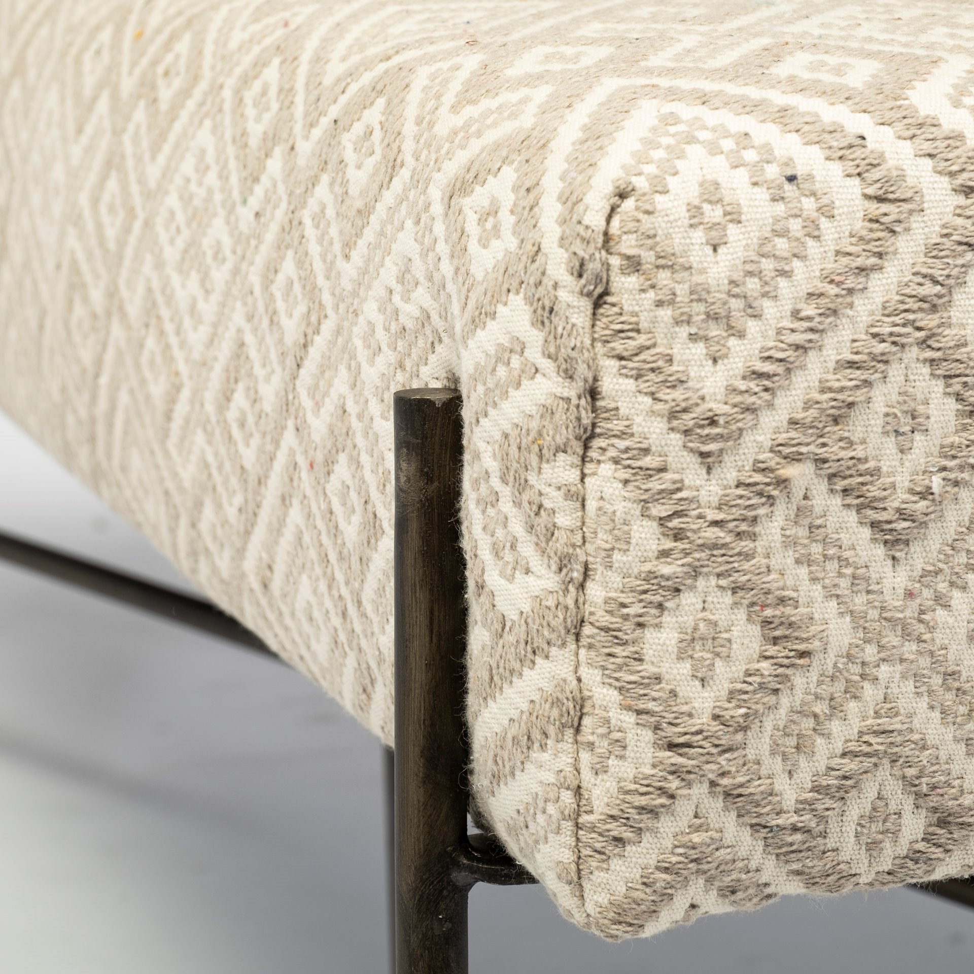 Avery II Metal Base Accent Bench - Off White Upholstered Seat | Calgary Furniture Store