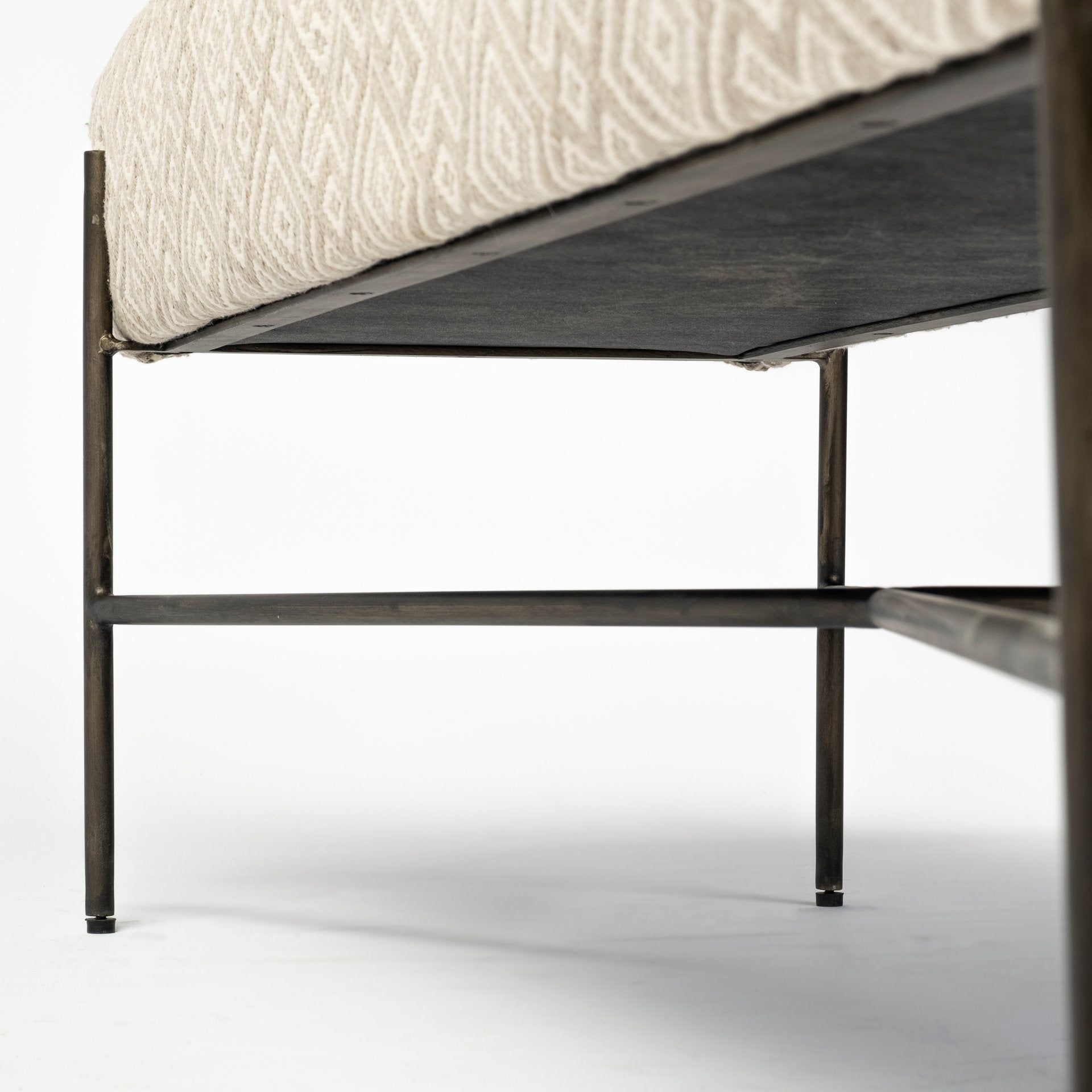 Avery II Metal Base Accent Bench - Off White Upholstered Seat | Calgary Furniture Store