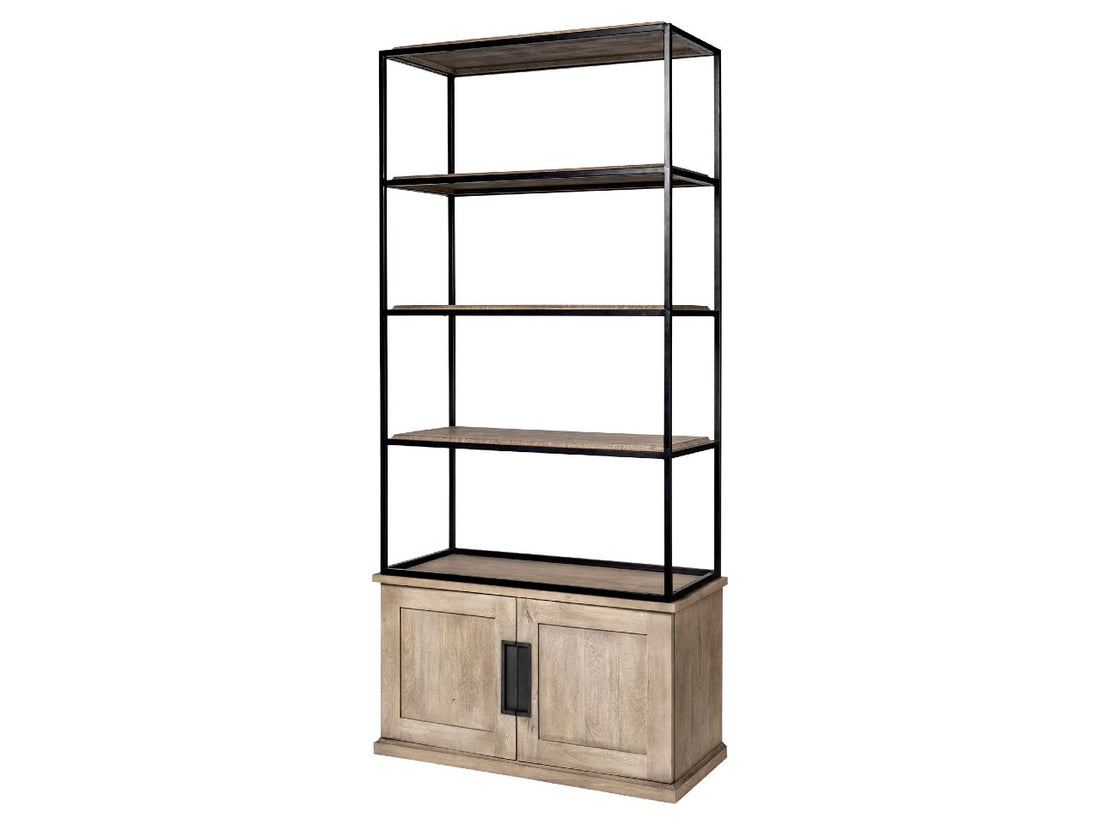 Braxton II Three Shelf Shelving Unit - Light Brown Wood | Calgary's Furniture Store | Calgary Storage Organizers