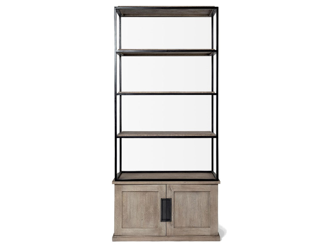 Braxton II Three Shelf Shelving Unit - Light Brown Wood | Calgary's Furniture Store | Calgary Storage Organizers
