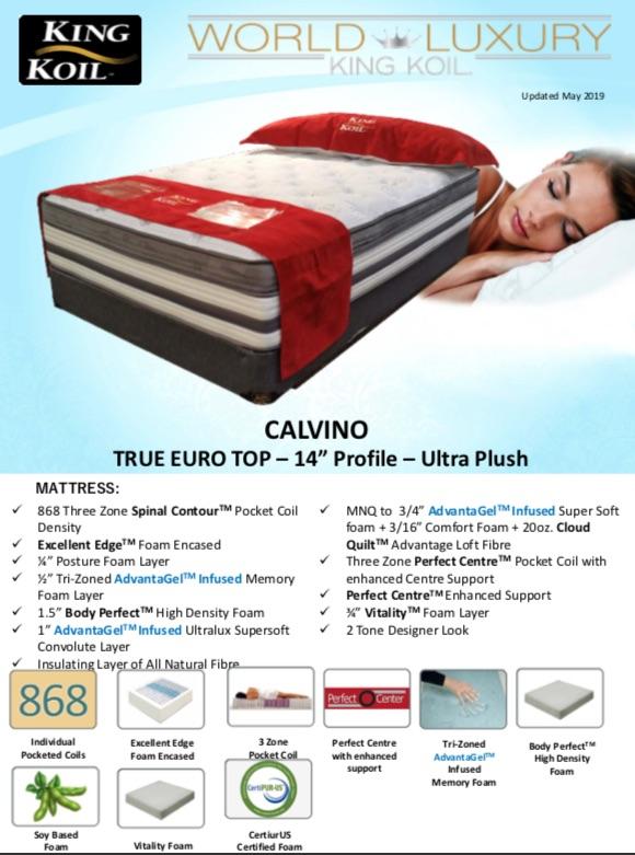 King Koil Calvino Euro Top Mattress - Calgary Furniture Store