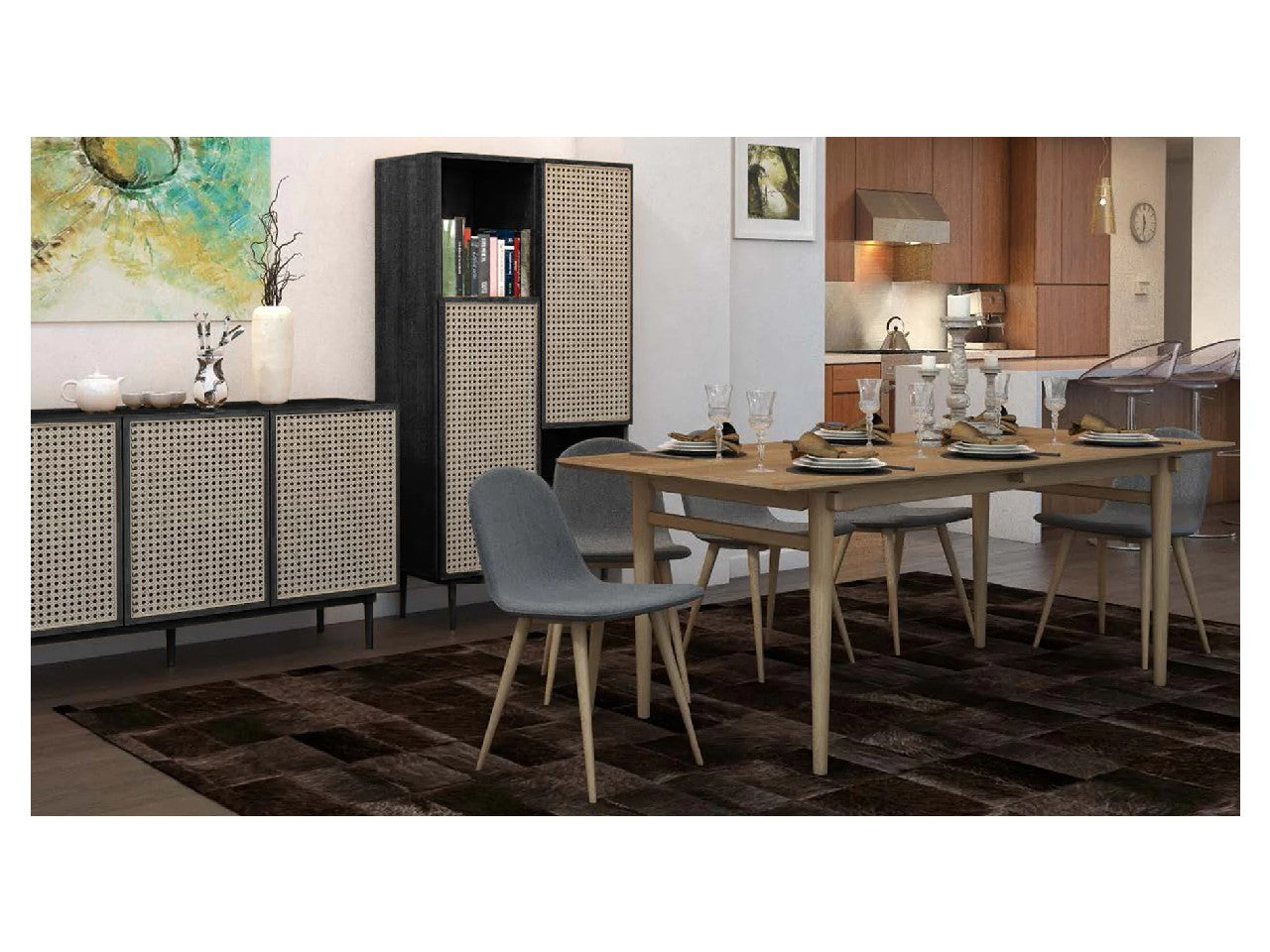 Cane Bookcase With Full Doors | Calgary Furniture Store