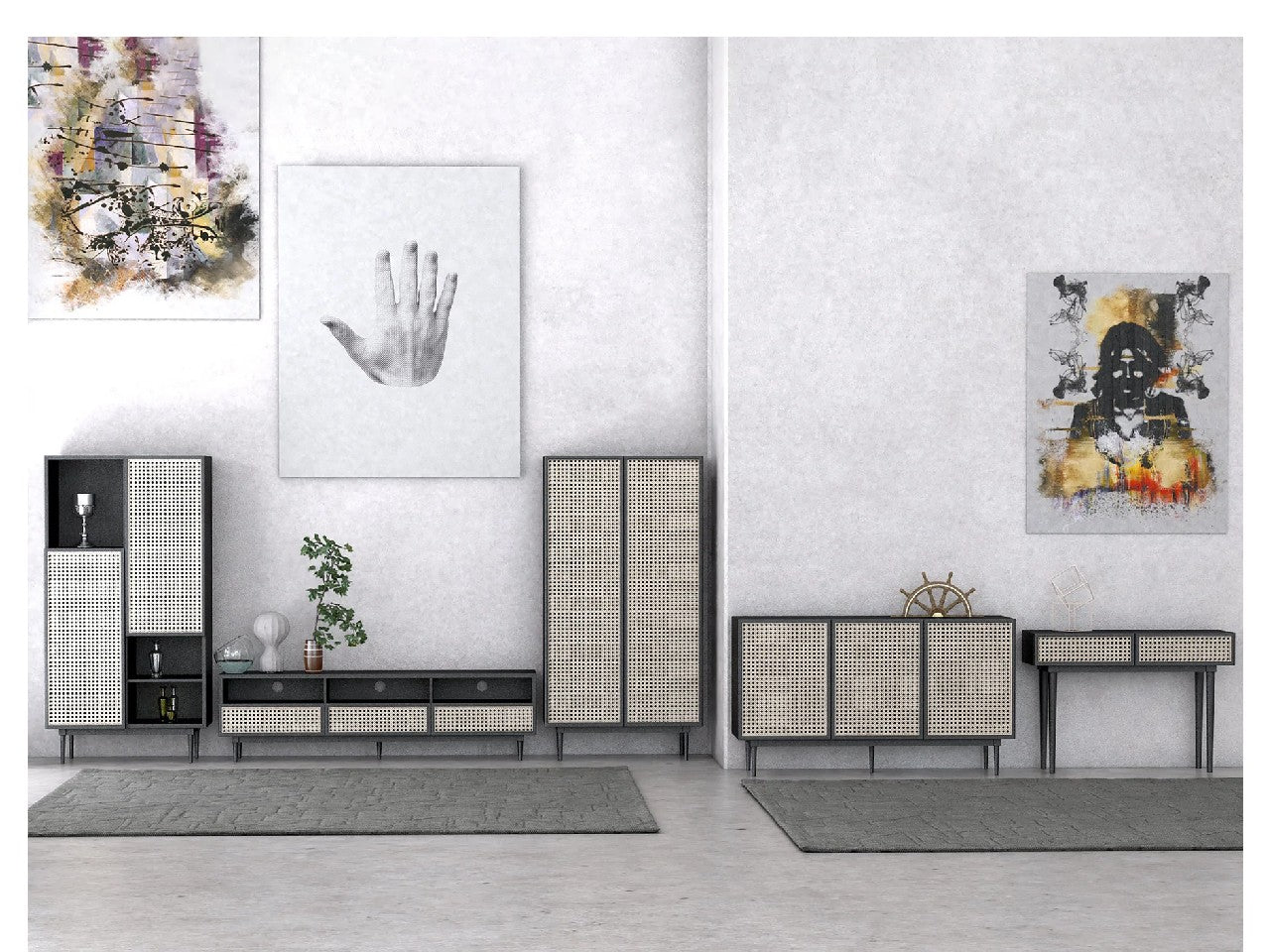 Cane Bookcase With Full Doors | Calgary Furniture Store