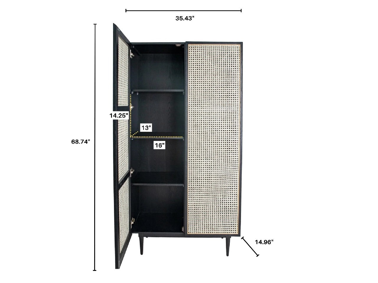 Cane Bookcase With Full Doors | Calgary Furniture Store