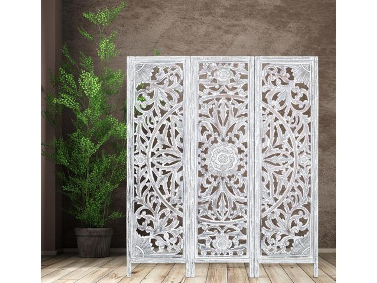 Carved Lace 3 Panel Screen | Calgary Furniture Store