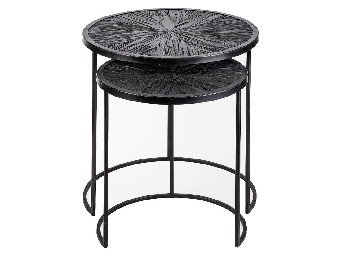 Chakra Accent Tables - Round Dark Wood Top Black Frame | Calgary's Furniture Store | Calgary Accent Tables
