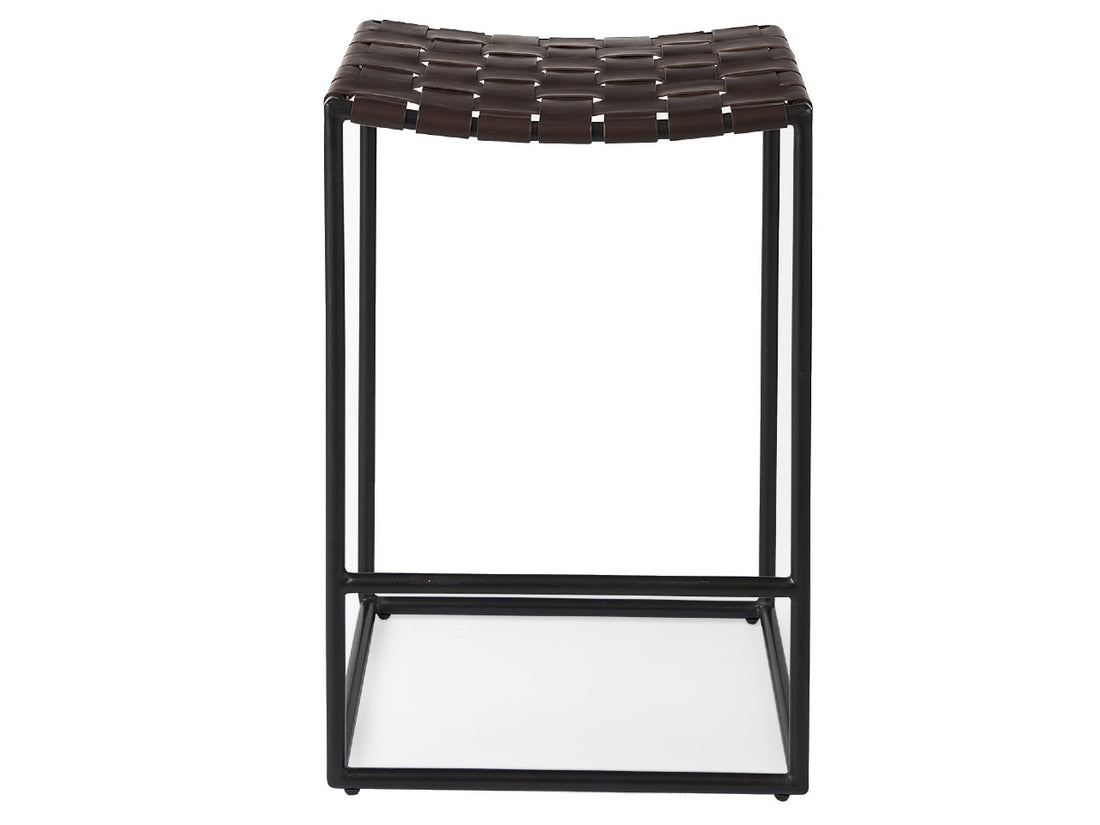 Clarissa Dark Brown Woven Leather Seat Counter Stool | Calgary's Furniture Store | Calgary Counter Stool