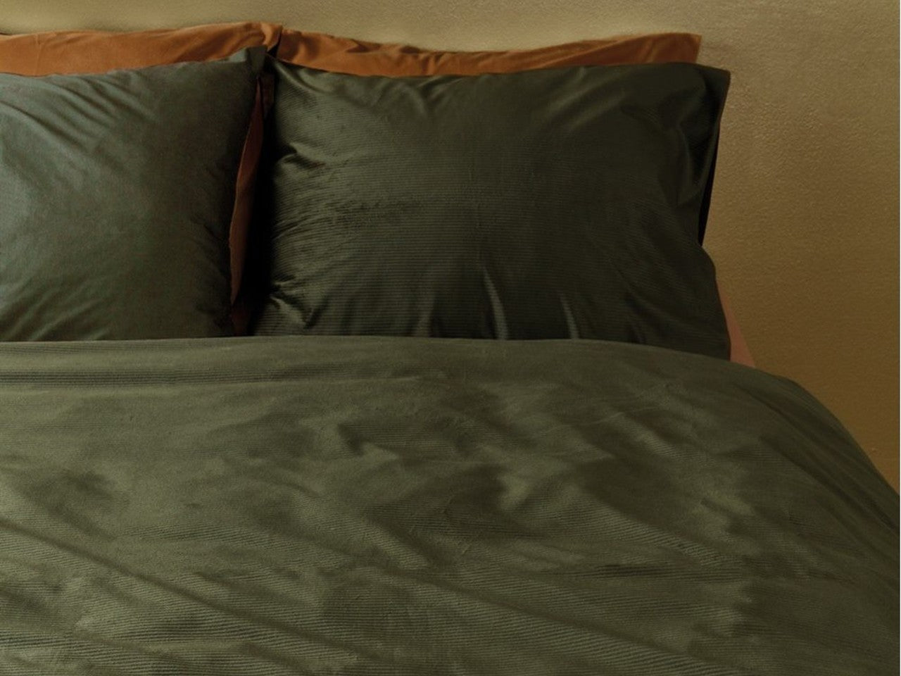 Coffee Green Velvet Corduroy King Duvet Cover | Calgary Furniture Store