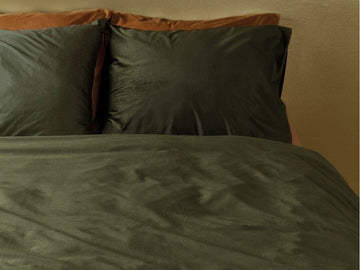 Coffee Green Velvet Corduroy King Duvet Cover | Calgary Furniture Store