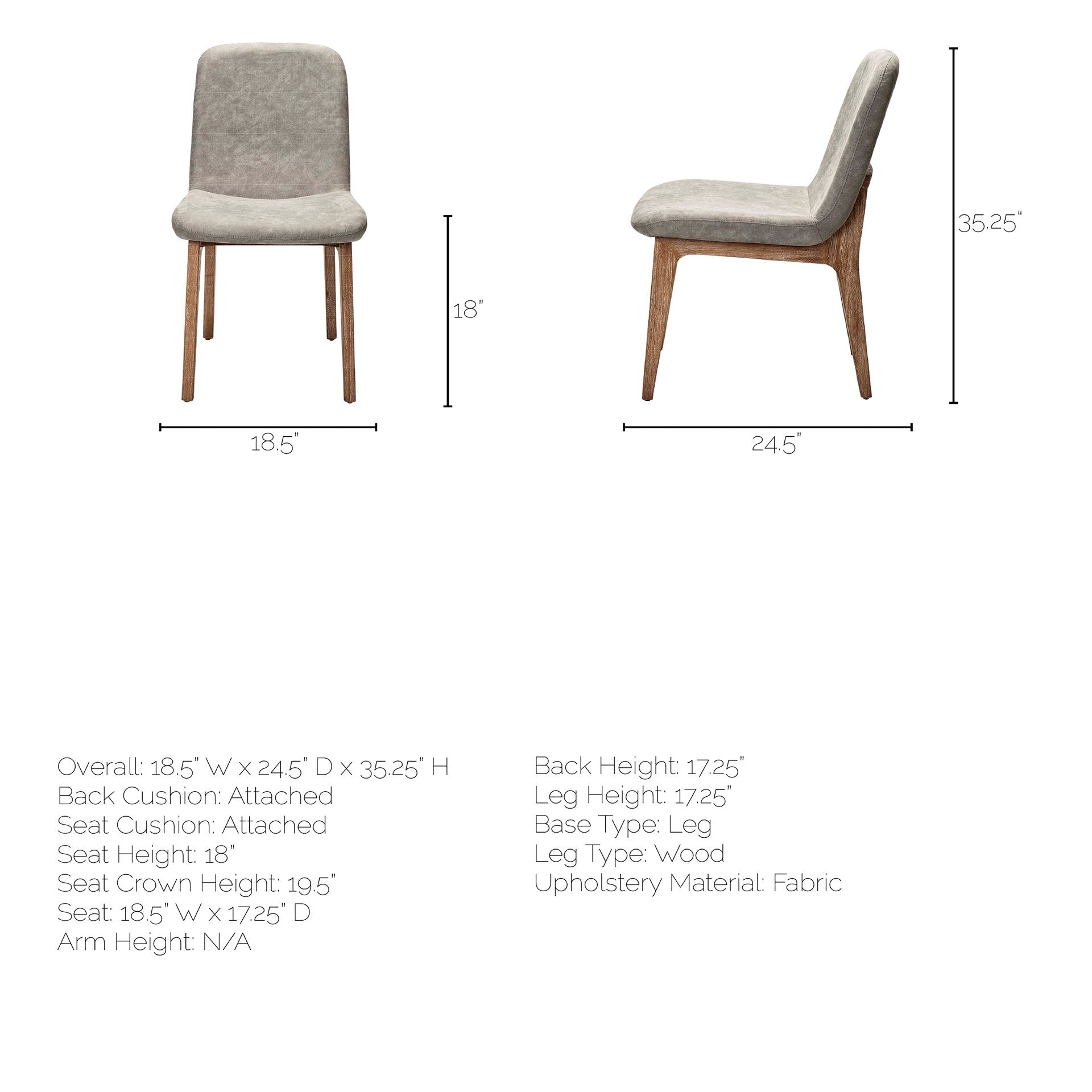 David Dining Chair - Grey Fabric/Brown Wood Base | Calgary Furniture Store