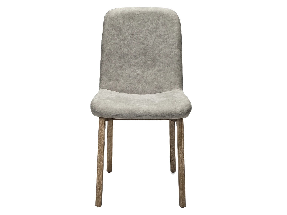 David Dining Chair - Grey Fabric/Brown Wood Base | Calgary Furniture Store
