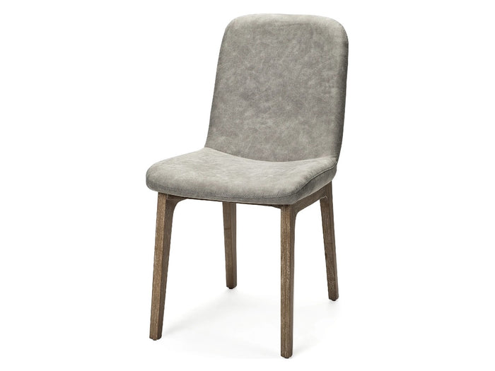 David Dining Chair - Grey Fabric/Brown Wood Base | Calgary Furniture Store