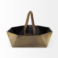 Esagono Metal Base Coffee Table - Double Hinged Solid Wood Top Brass | Calgary Furniture Store