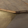 Esagono Metal Base Coffee Table - Double Hinged Solid Wood Top Brass | Calgary Furniture Store