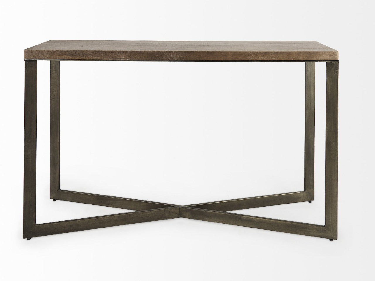 Faye Console Table- Brown Wood | Nickel Metal | Calgary Furniture Store
