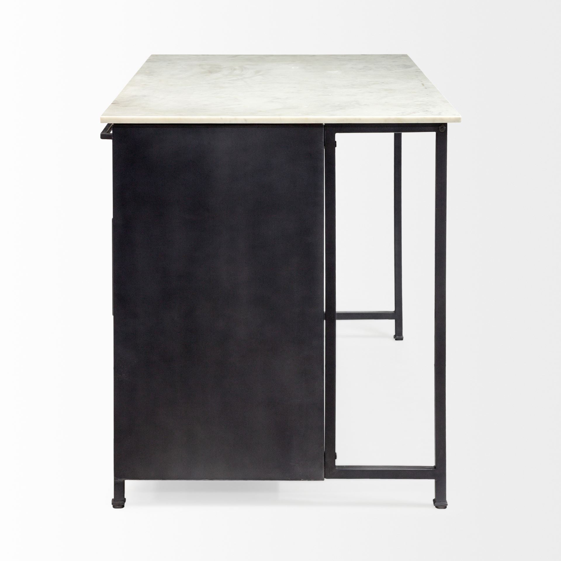 Fieri Four Drawer Kitchen Island - White Marble Top | Calgary Furniture Store