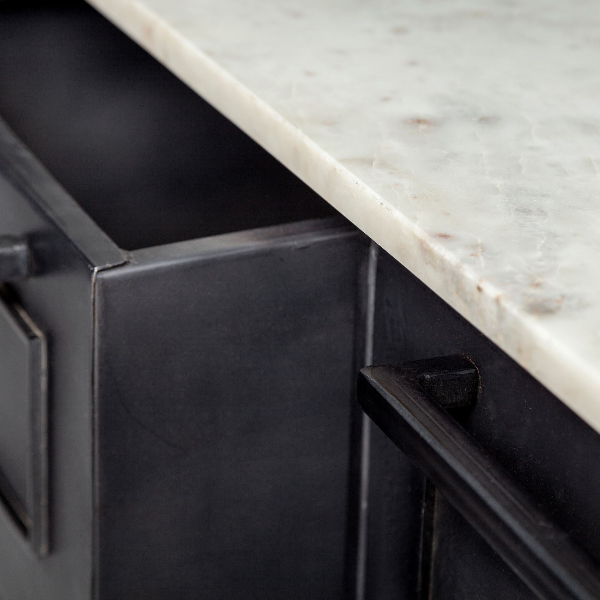 Fieri Four Drawer Kitchen Island - White Marble Top | Calgary Furniture Store