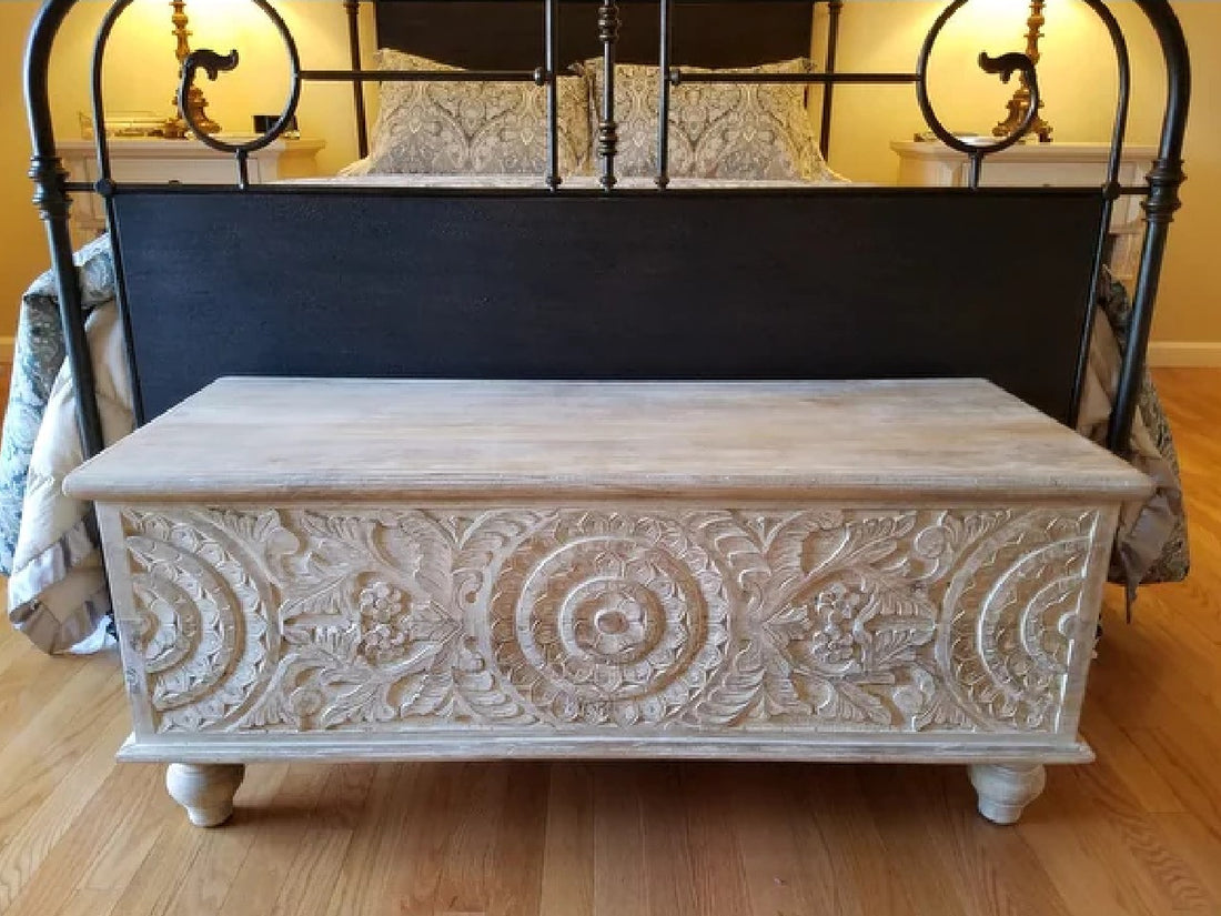 Fossil Beige Storage Bench | Calgary Furniture Store