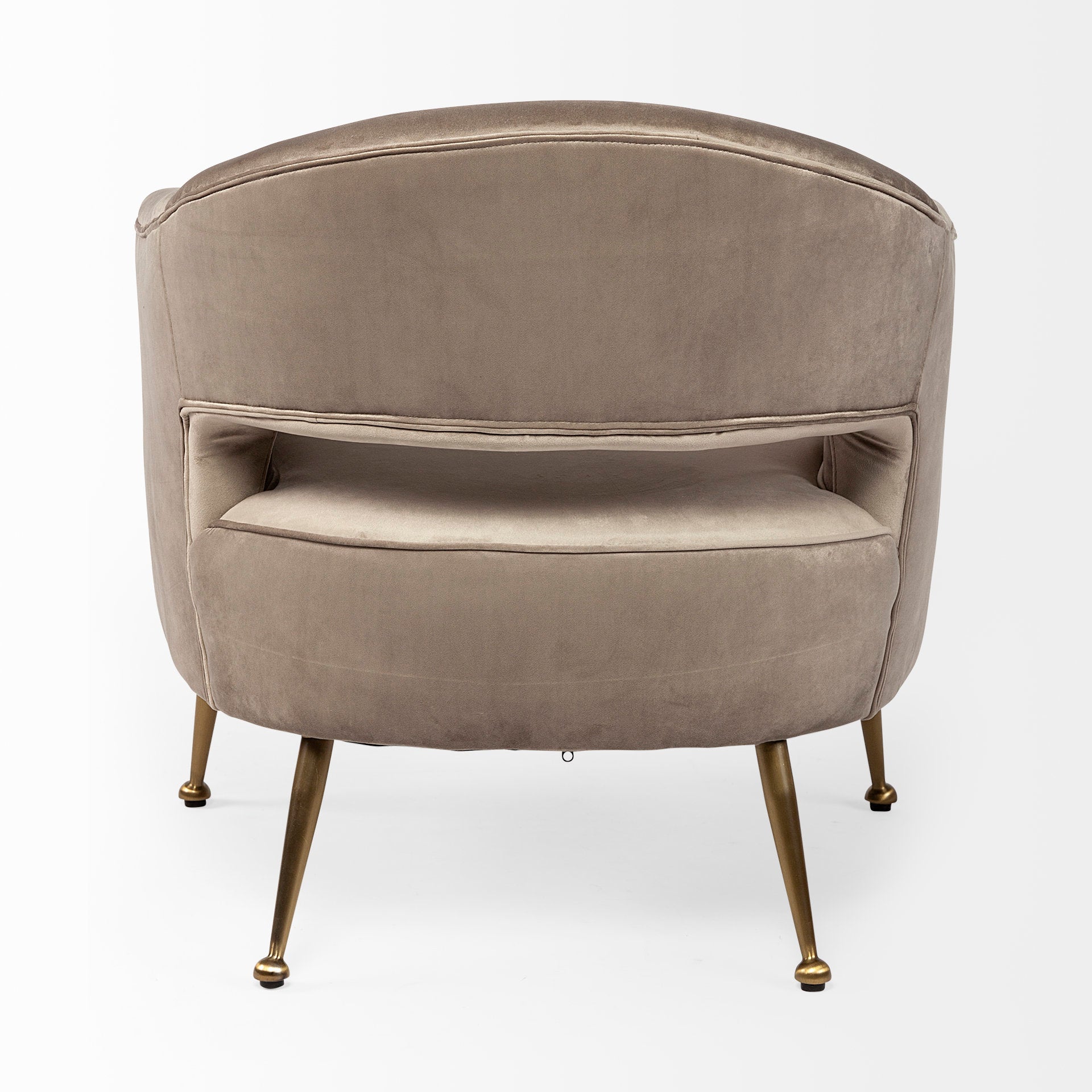 Giles Accent Chair - Taupe Velvet Wrap Gold Metal Base | Calgary Furniture Store