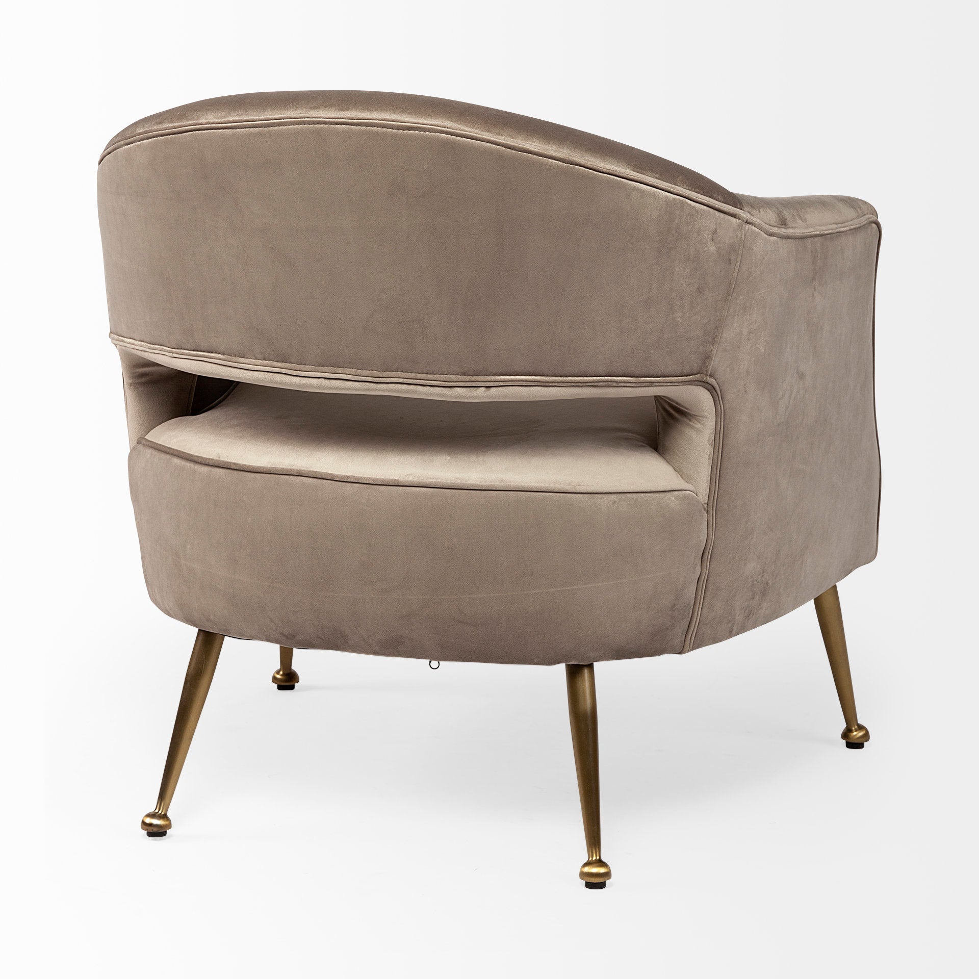 Giles Accent Chair - Taupe Velvet Wrap Gold Metal Base | Calgary Furniture Store