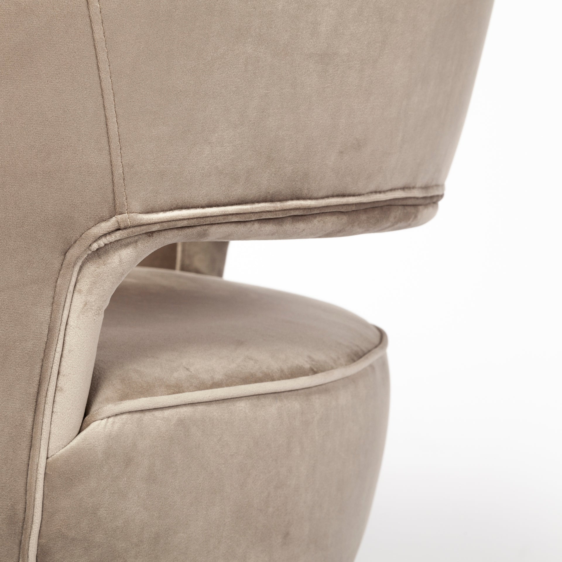Giles Accent Chair - Taupe Velvet Wrap Gold Metal Base | Calgary Furniture Store