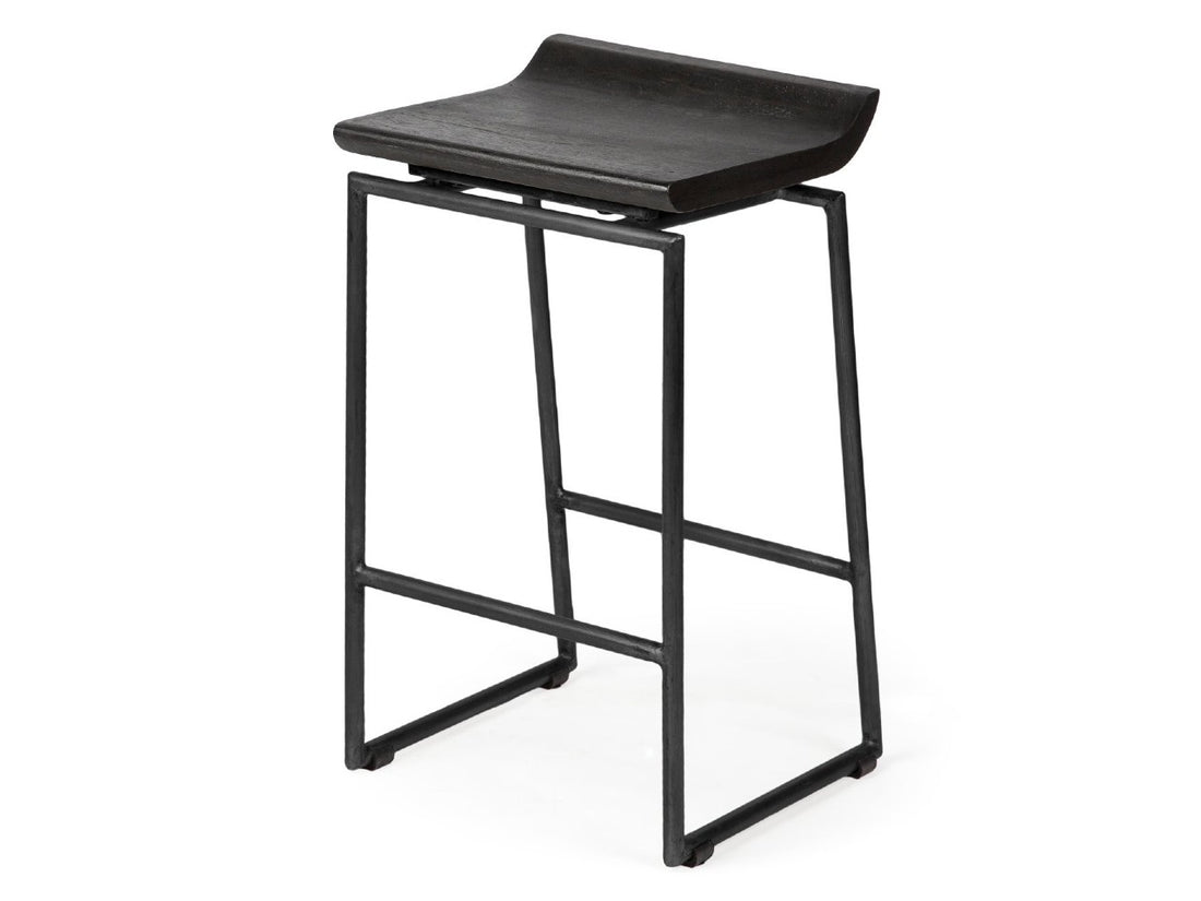 Givens IV Seat Height Black Wood Seat Black Frame Stool | Calgary's Furniture Store | Calgary Bar Stools
