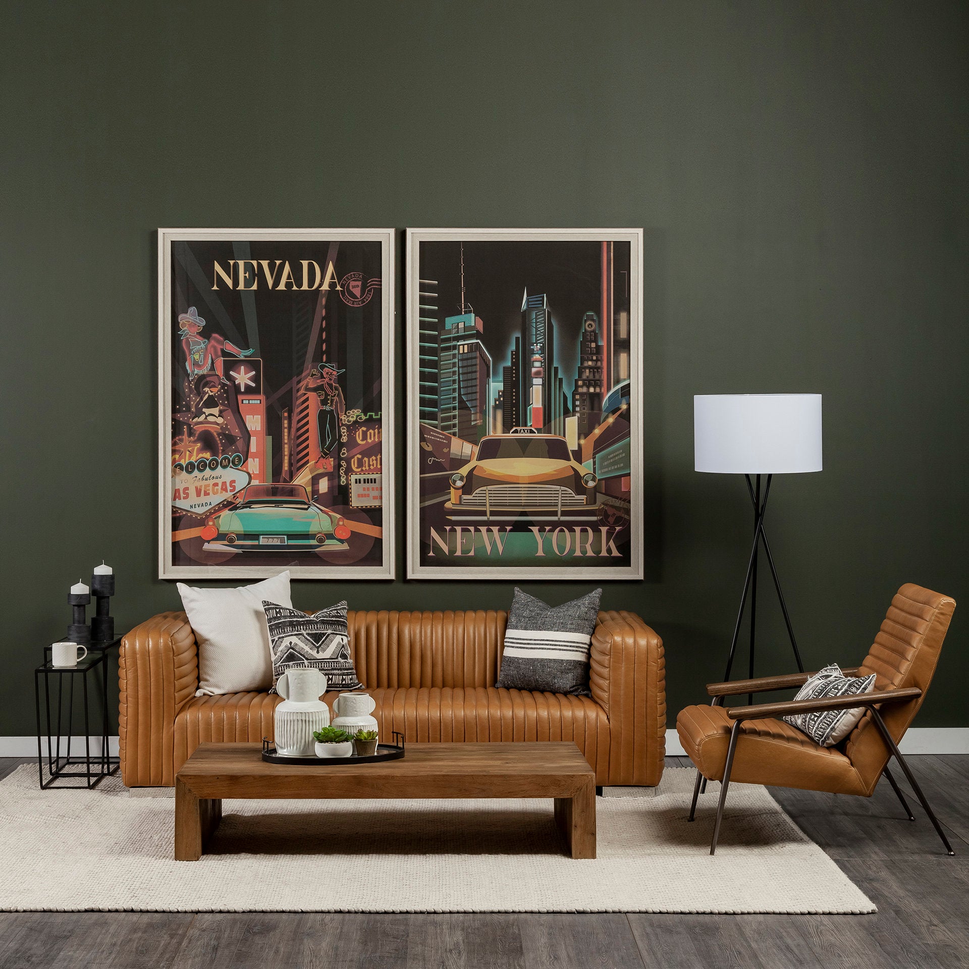 Grosjean Metal Frame Accent Chair - Leather Wrap | Calgary Furniture Store